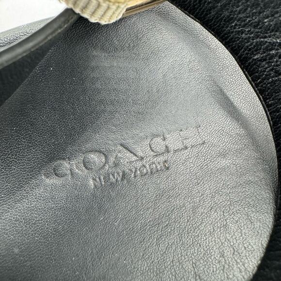 Coach Dannie Ankle Strap Sandals 8B Flats Open Toe Black White Gold Studs - Picture 13 of 15